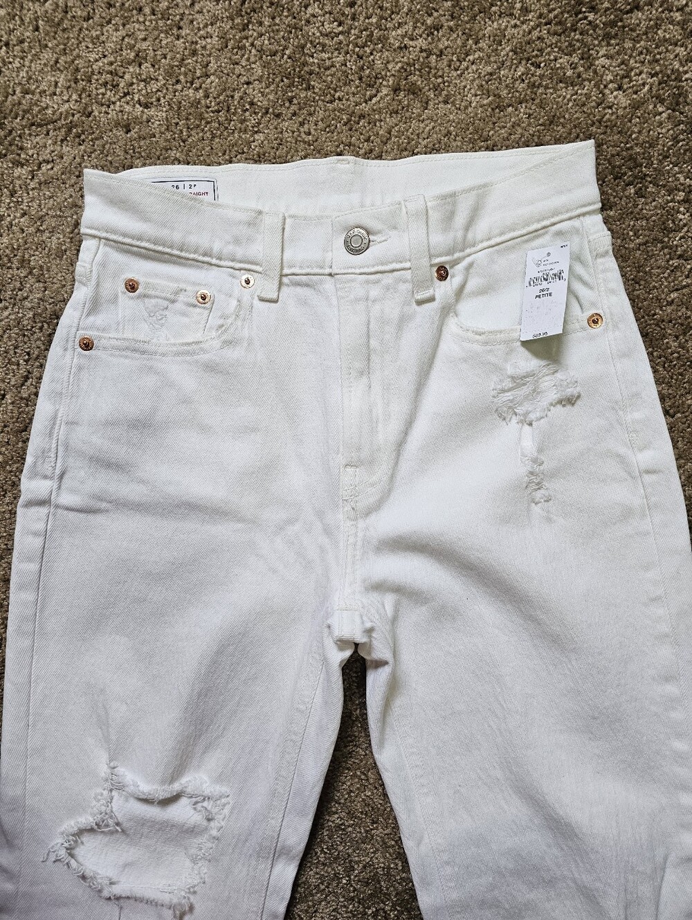 GAP Women's High-Rise Ivory Straight Leg Jeans - Picture 8 of 13